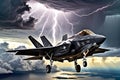 Aerial Mastery: Lockheed Martin F-35 Lightning II Jet Mid-Barrel Roll Against a Tumultuous Sky with Dark Rolling Clouds