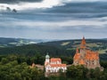 Aerial of medieval castle on the hill in Czech region of Moravia Royalty Free Stock Photo