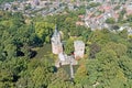 Aerial from the medieval castle Duurstede near Wijk bij Duurstede in the Netherlands