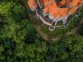 Aerial of medieval castle on the hill in Czech region of Moravia Royalty Free Stock Photo