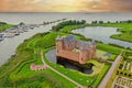 Aerial from medieval castle \'Muiderslot\' in the countryside from the Netherlands Royalty Free Stock Photo