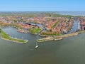 Aerial from the medieval city Enkhuizen in the Netherlands