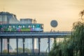 Aerial metro on Bir Hakeim bridge at sunset in Paris France