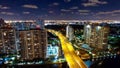 Aerial Miami Aventura Night Skyline Royalty Free Stock Photo