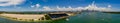 Stock photo Aerial Miami panorama marine stadium at Key Biscayne FL USA