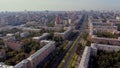 Aerial view of the Michurinsky district of Moscow in summer. Establishing shot on the bedroom district of Moscow