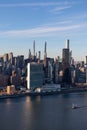 Aerial Midtown Manhattan New York City Skyline along the East River Royalty Free Stock Photo