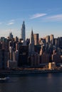 Aerial Midtown Manhattan New York City Skyline along the East River Royalty Free Stock Photo