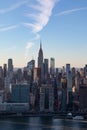 Aerial Midtown Manhattan New York City Skyline along the East River with the Empire State Building Royalty Free Stock Photo