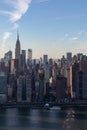 Aerial Midtown Manhattan New York City Skyline along the East River with the Empire State Building Royalty Free Stock Photo
