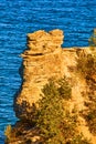 Aerial of Miners Castle pictured rocks in Michigan national park Royalty Free Stock Photo