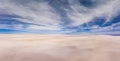 Aerial morning Gigapan 360 panoramic over Uyuni salar. South of Bolivia.