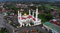 Aerial morning view of Al-Ismaili Mosque at Pasir Pekan, Kelantan, Malaysia