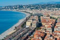 Aerial morning view of the famous Angel's Bay with downtown cityscape from Castle Hill, Nice Royalty Free Stock Photo