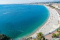 Aerial morning view of the famous Angel's Bay with downtown cityscape from Castle Hill, Nice