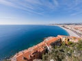 Aerial morning view of the famous Angel's Bay with downtown cityscape from Castle Hill, Nice Royalty Free Stock Photo