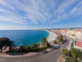 Aerial morning view of the famous Angel's Bay with downtown cityscape from Castle Hill, Nice Royalty Free Stock Photo