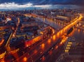 Aerial Moscow city panorama at night Royalty Free Stock Photo