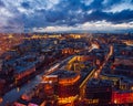 Aerial Moscow city panorama at night Royalty Free Stock Photo