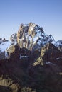 Aerial of Mount Kenya, Africa and snow in January, the second highest mountain at 17,058 feet or 5199 Meters Royalty Free Stock Photo