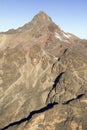 Aerial of Mount Kenya, Africa and snow in January, the second highest mountain at 17,058 feet or 5199 Meters Royalty Free Stock Photo