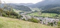 Aerial of mountain village, Oppenau, Black Forest, Germany