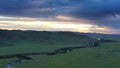 Aerial of mountains landscape in Orkhon valley