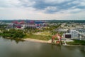Aerial Nashville Tennessee River Lawn and Landing and Nissan Sta