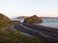 Aerial nature landscape panorama of black sand beach Whatipu Waitakere Ranges West Auckland North Island New Zealand