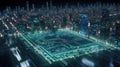 Enter the Future: The New York Skyline in Hyper-Realistic Cyberspace Royalty Free Stock Photo