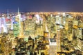 Aerial New York City night Royalty Free Stock Photo