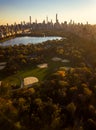 Aerial of New York skyline and Central park Royalty Free Stock Photo