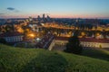 Aerial night panorama of Vilnius, Lithuania Royalty Free Stock Photo