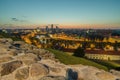 Aerial night panorama of Vilnius, Lithuania Royalty Free Stock Photo