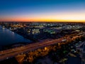 Aerial night photo Broward County Convention Center Fort Lauderdale and Port Everglades