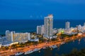 Aerial night photo Fontainebleau Hotel Miami Beach Royalty Free Stock Photo