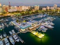 Aerial night photo Sarasota Marina Jack Restaurant