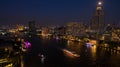 Aerial night scene of chaopraya river in heart of bangkok Royalty Free Stock Photo