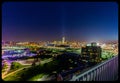 Aerial night scene view of downtown Omaha Nebraska Royalty Free Stock Photo