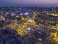 Aerial Night shot of Beirut Downtown, Lebanon during protest against Government, Lebanese revolution,