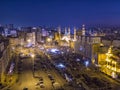 Aerial Night shot of Beirut Downtown, Lebanon during protest against Government, Lebanese revolution,