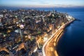 Aerial night shot of Beirut Lebanon , City of Beirut, Beirut city scape Royalty Free Stock Photo