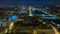 Aerial night timelapse view of Paris City and Seine river shot on the top of Eiffel Tower Royalty Free Stock Photo