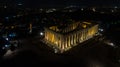 Aerial night video of iconic ancient Acropolis hill and the Parthenon at night, Athens historic center Royalty Free Stock Photo