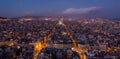 Aerial night view of Barcelona Eixample residential district and famous Basilica Sagrada Familia, Catalonia, Spain Royalty Free Stock Photo