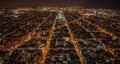 Aerial night view of Barcelona Eixample residential district and famous Basilica Sagrada Familia, Catalonia, Spain Royalty Free Stock Photo