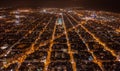 Aerial night view of Barcelona Eixample residential district and famous Basilica Sagrada Familia, Catalonia, Spain Royalty Free Stock Photo