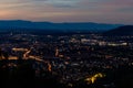 Aerial night view of Bern city from Gurten mountain, Switzerland Royalty Free Stock Photo