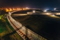 Aerial night view of big radio telescope RATAN-600 SAO RAS. Zelenchukskaya, Karachay-Cherkessia, Russia Royalty Free Stock Photo