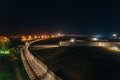 Aerial night view of big radio telescope RATAN-600 SAO RAS. Zelenchukskaya, Karachay-Cherkessia, Russia Royalty Free Stock Photo